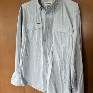 Poncho Light Blue Long Sleeve Shirt